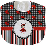 Ladybugs & Stripes Velour Baby Bib w/ Name or Text