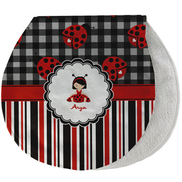 Custom Ladybugs & Stripes Burp Pad - Velour w/ Name or Text