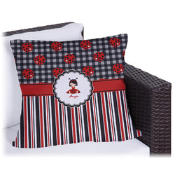 Ladybugs & Stripes Outdoor Pillow - 16" (Personalized)
