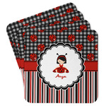 Ladybugs & Stripes Paper Coasters w/ Name or Text