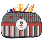 Ladybugs & Stripes Neoprene Pencil Case - Medium w/ Name or Text