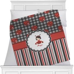 Ladybugs & Stripes Minky Blanket - 40"x30" - Double Sided (Personalized)