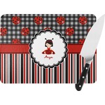 Ladybugs & Stripes Rectangular Glass Cutting Board (Personalized)