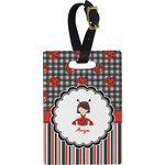 Ladybugs & Stripes Plastic Luggage Tag - Rectangular w/ Name or Text