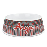 Ladybugs & Stripes Plastic Dog Bowl - Medium (Personalized)