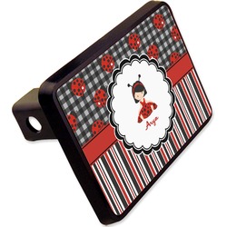 Ladybugs & Stripes Rectangular Trailer Hitch Cover - 2" (Personalized)