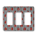 Ladybugs & Stripes Rocker Style Light Switch Cover - Three Switch