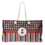 Ladybugs & Stripes Large Tote Bag with Rope Handles (Personalized)