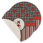 Ladybugs & Stripes Round Linen Placemat - Single Sided - Set of 4 (Personalized)