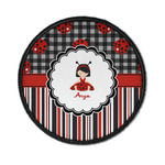 Ladybugs & Stripes Iron On Round Patch w/ Name or Text