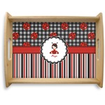 Ladybugs & Stripes Natural Wooden Tray - Large (Personalized)