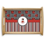 Ladybugs & Stripes Natural Wooden Tray - Small (Personalized)