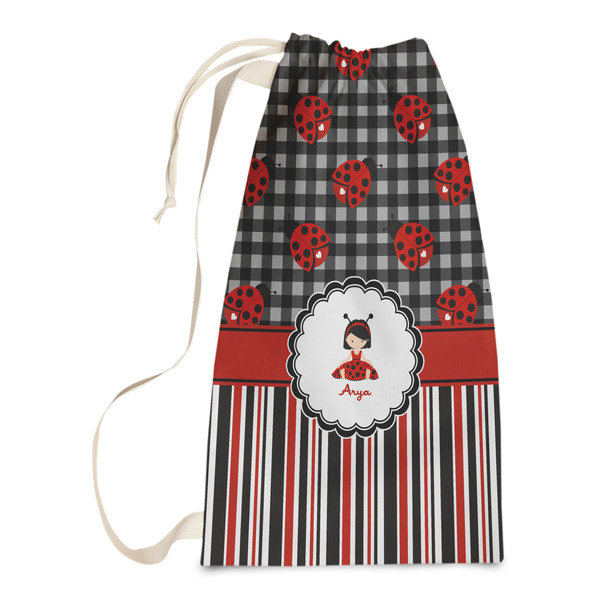 Custom Ladybugs & Stripes Laundry Bags - Small (Personalized)