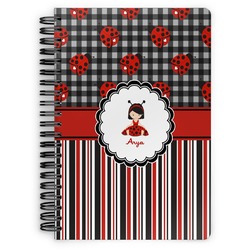 Ladybugs & Stripes Spiral Notebook - 7x10 w/ Name or Text