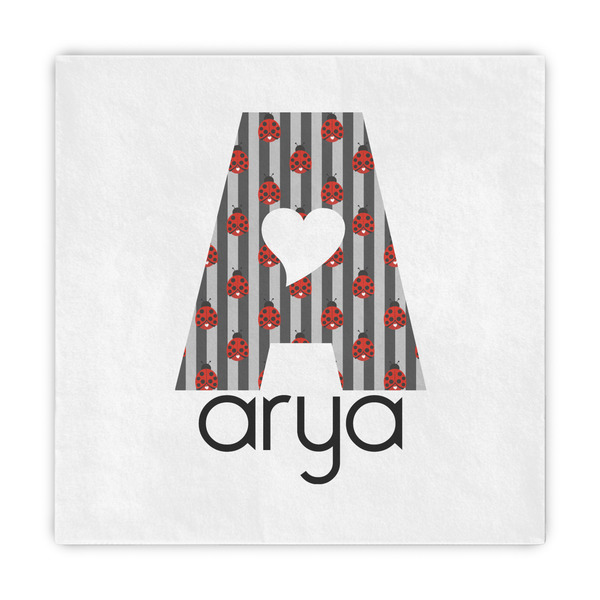 Custom Ladybugs & Stripes Decorative Paper Napkins (Personalized)