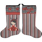 Ladybugs & Stripes Holiday Stocking - Double-Sided - Neoprene (Personalized)