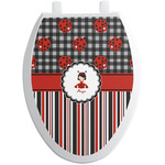 Ladybugs & Stripes Toilet Seat Decal - Elongated (Personalized)