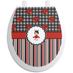 Ladybugs & Stripes Toilet Seat Decal (Personalized)