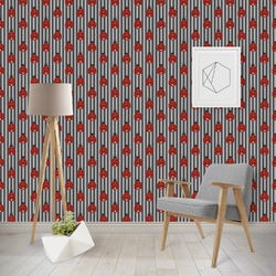 Ladybugs & Stripes Wallpaper & Surface Covering (Water Activated - Removable)