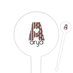 Ladybugs & Stripes 6" Round Plastic Food Picks - White - Double Sided (Personalized)