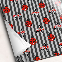 Ladybugs & Stripes Wrapping Paper Sheets (Personalized)