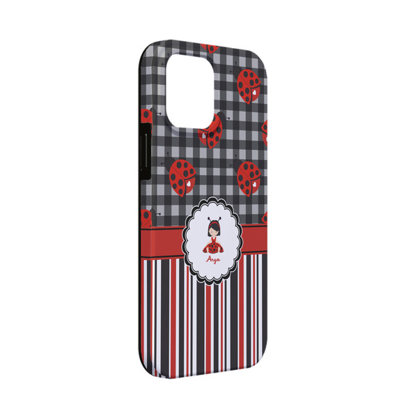 Custom Ladybugs & Stripes iPhone Case - Rubber Lined - iPhone 13 Mini (Personalized)