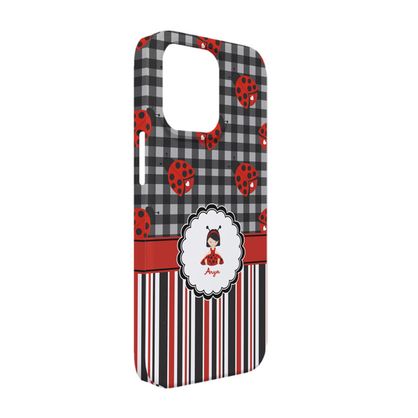 Custom Ladybugs & Stripes iPhone Case - Plastic - iPhone 13 Pro (Personalized)