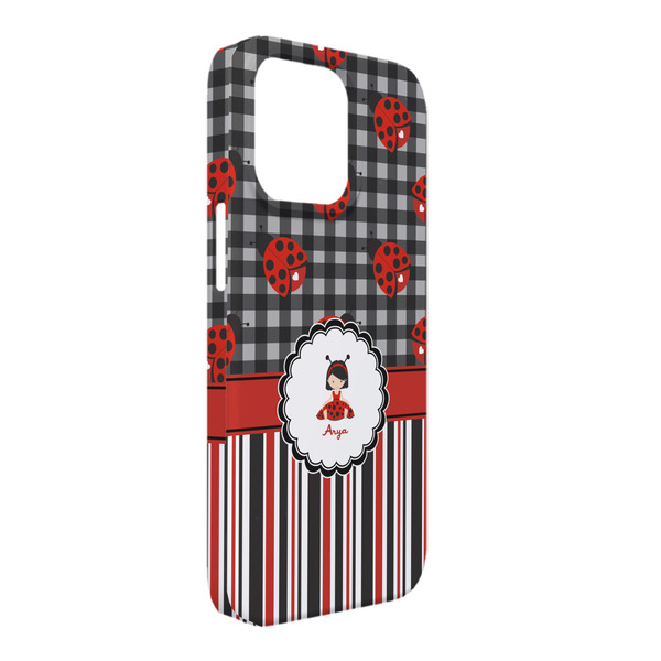 Custom Ladybugs & Stripes iPhone Case - Plastic - iPhone 13 Pro Max (Personalized)