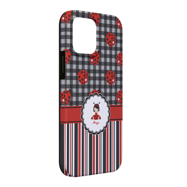 Custom Ladybugs & Stripes iPhone Case - Rubber Lined - iPhone 13 Pro Max (Personalized)