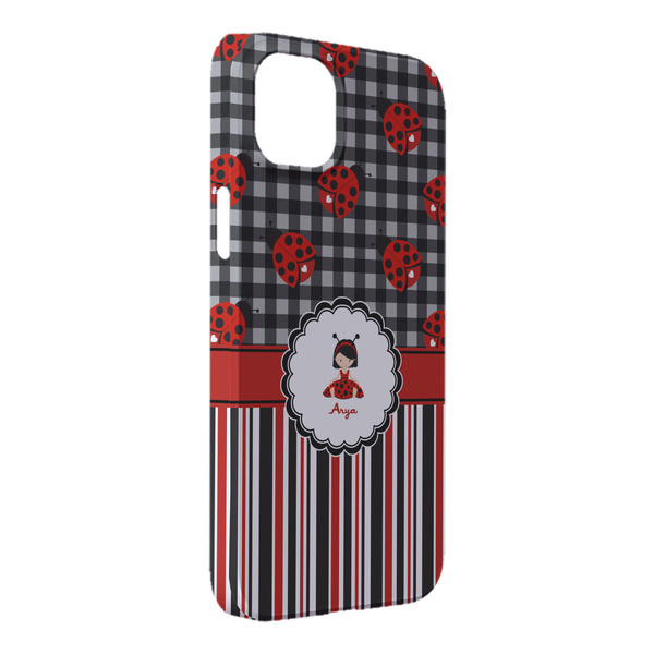 Custom Ladybugs & Stripes iPhone Case - Plastic - iPhone 14 Plus (Personalized)