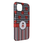 Ladybugs & Stripes iPhone Case - Rubber Lined - iPhone 14 Plus (Personalized)