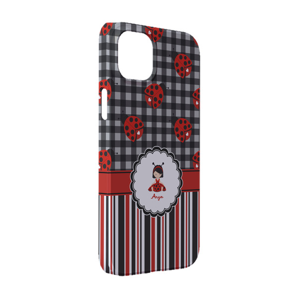 Custom Ladybugs & Stripes iPhone Case - Plastic - iPhone 14 Pro (Personalized)