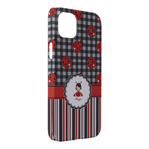 Custom Ladybugs & Stripes iPhone Case - Plastic - iPhone 14 Pro Max (Personalized)