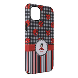 Ladybugs & Stripes iPhone Case - Rubber Lined - iPhone 14 Pro Max (Personalized)