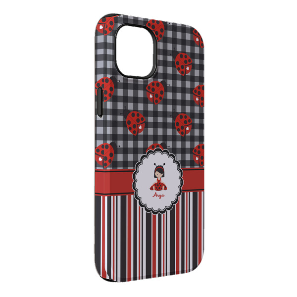 Custom Ladybugs & Stripes iPhone Case - Rubber Lined - iPhone 14 Pro Max (Personalized)