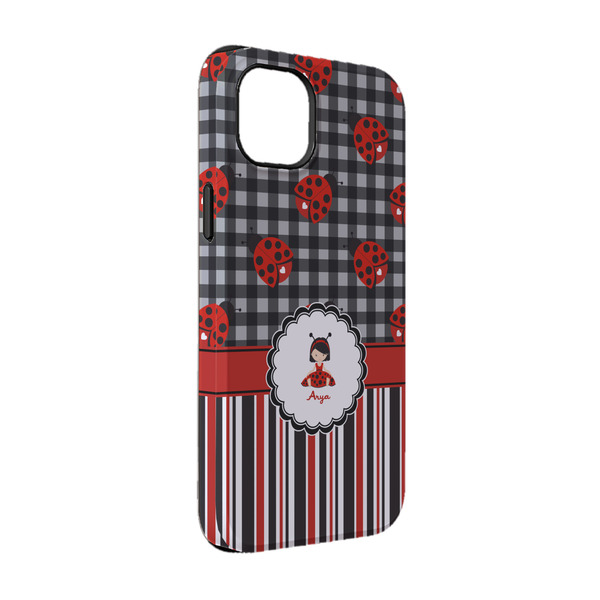 Custom Ladybugs & Stripes iPhone Case - Rubber Lined - iPhone 14 Pro (Personalized)