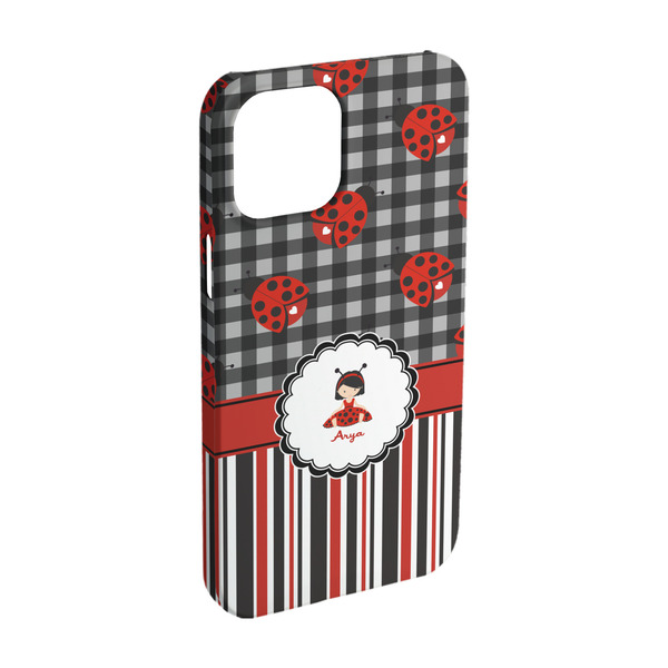 Custom Ladybugs & Stripes iPhone Case - Plastic - iPhone 15 (Personalized)