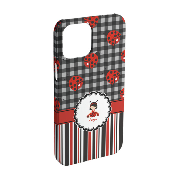 Custom Ladybugs & Stripes iPhone Case - Plastic - iPhone 15 Pro (Personalized)