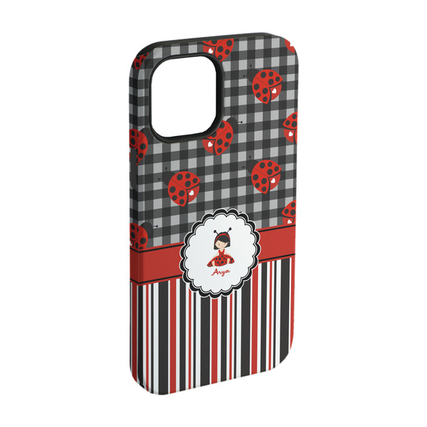 Custom Ladybugs & Stripes iPhone Case - Rubber Lined - iPhone 15 (Personalized)