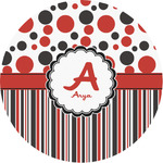 Red & Black Dots & Stripes Multipurpose Round Labels - 1" (Personalized)