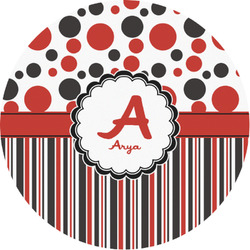 Red & Black Dots & Stripes Multipurpose Round Labels - 1" (Personalized)