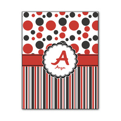 Red & Black Dots & Stripes Wood Print - 11x14 (Personalized)