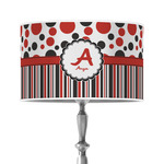 Red & Black Dots & Stripes 12" Drum Lamp Shade - Poly-film (Personalized)