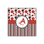 Red & Black Dots & Stripes Wood Print - 12x12 (Personalized)