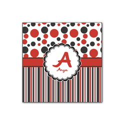 Red & Black Dots & Stripes Wood Print - 12x12 (Personalized)