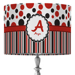 Red & Black Dots & Stripes 16" Drum Lamp Shade - Fabric (Personalized)