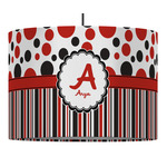 Red & Black Dots & Stripes Drum Pendant Lamp (Personalized)