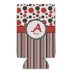 Red & Black Dots & Stripes Can Cooler (16 oz) (Personalized)