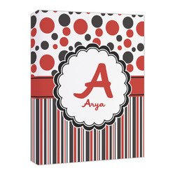 Red & Black Dots & Stripes Canvas Print - 16x20 (Personalized)