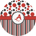 Red & Black Dots & Stripes Multipurpose Round Labels - 2" (Personalized)